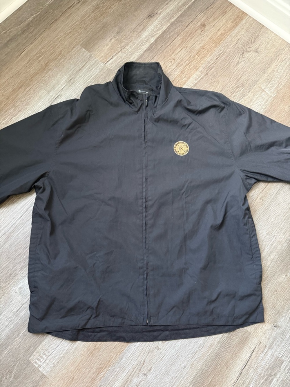 2008 Centennial Golf Windbreaker Jacket Black Lightweight Full Zip Jacket Logo L